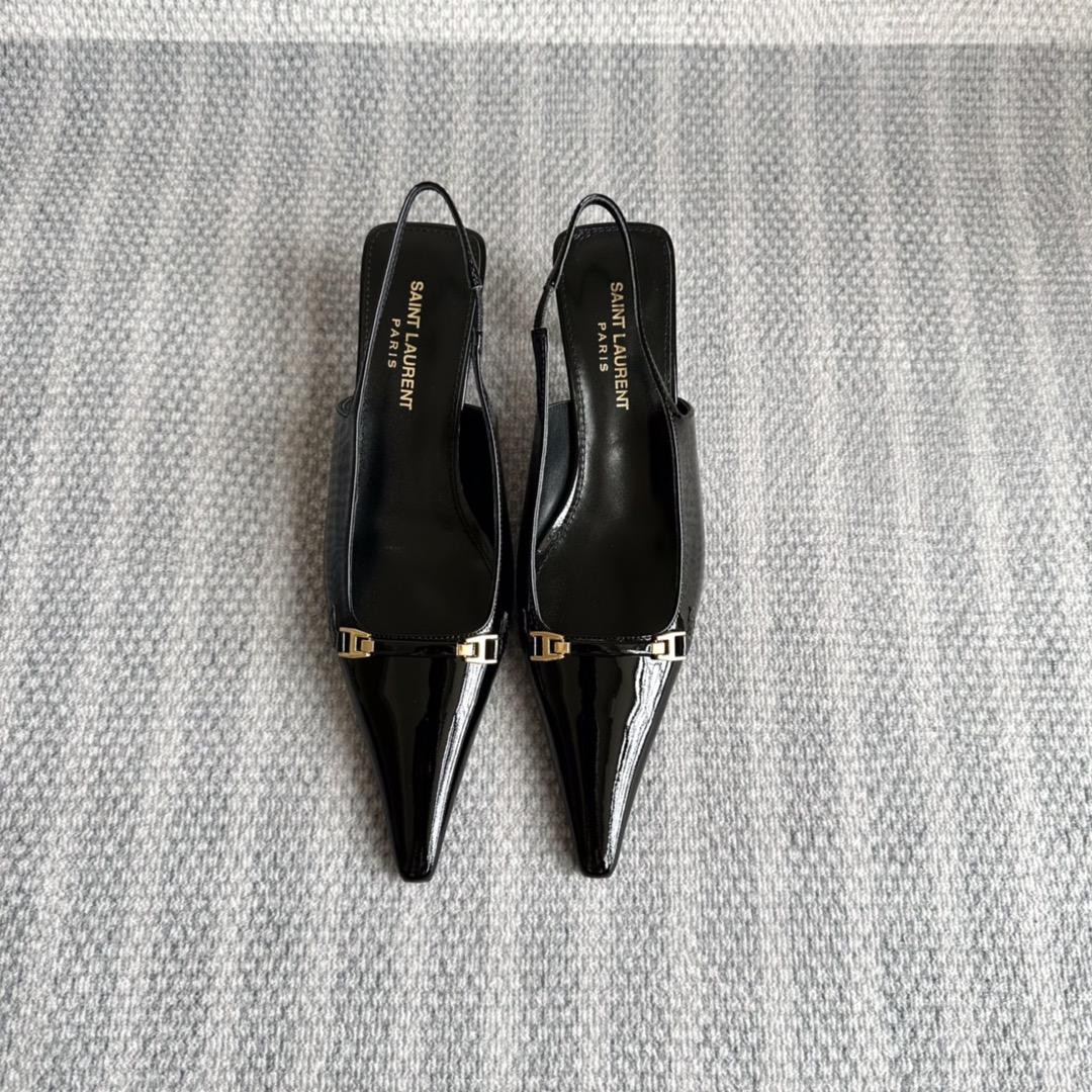 Saint Laurent Carine Slingback Pumps In Patent Leather - DesignerGu