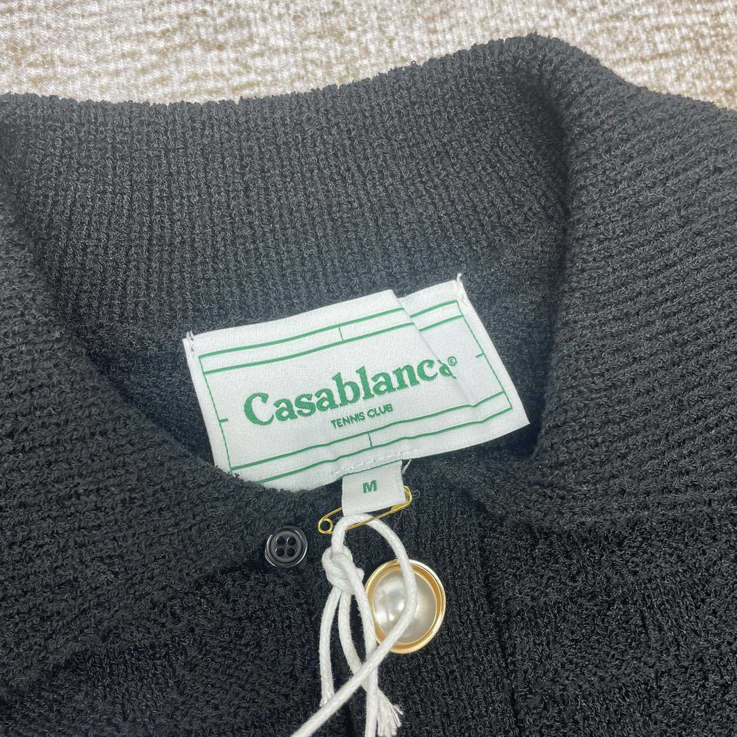 Casablanca Logo-appliqué Bouclé Polo Shirt     N1037 - DesignerGu