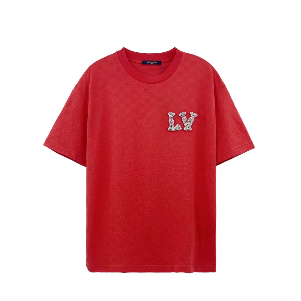 Louis Vuitton Cotton Pique T-Shirt With Embroidered LV Patch   1AFJEH - DesignerGu