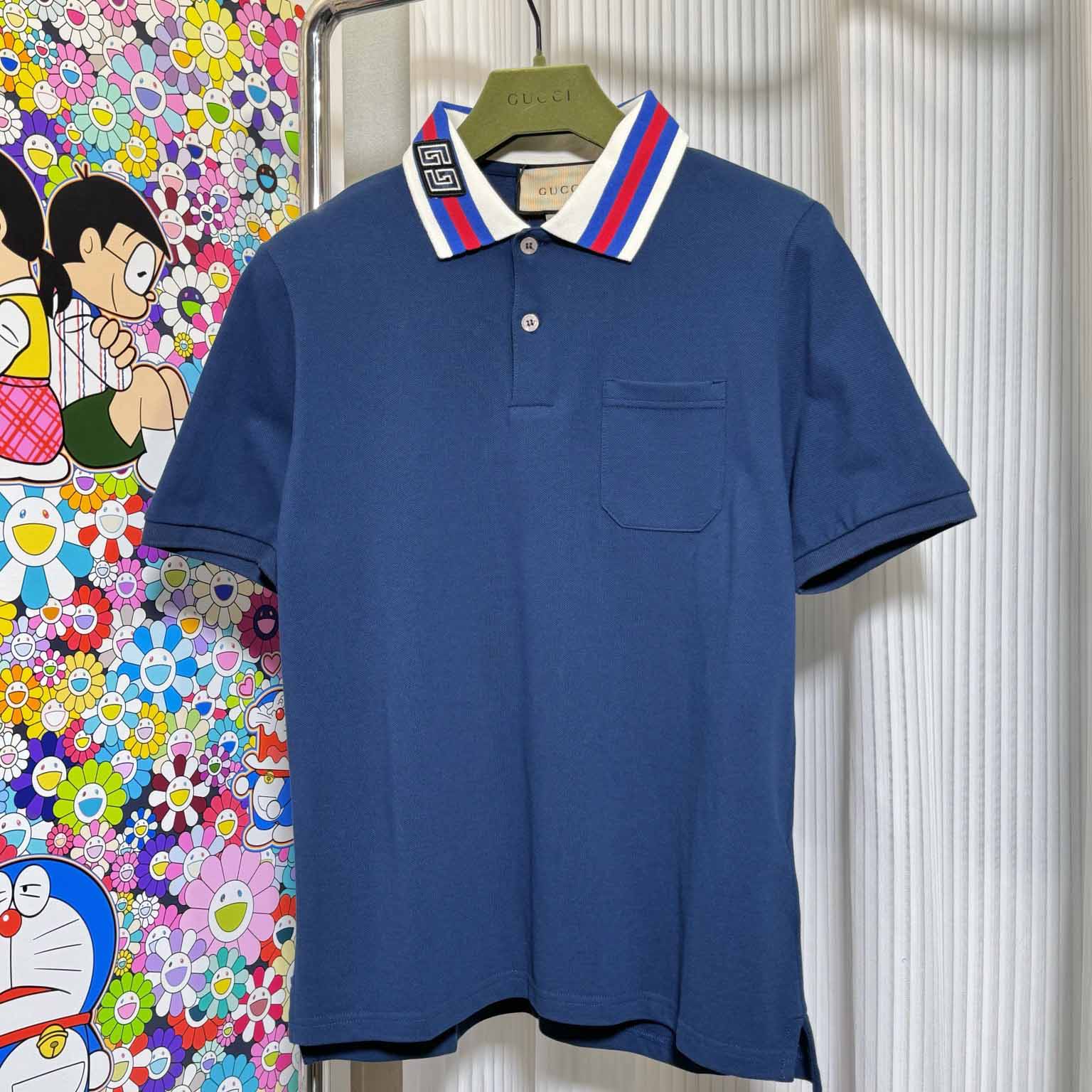 Gucci Cotton Piquet Polo With Square GG - DesignerGu