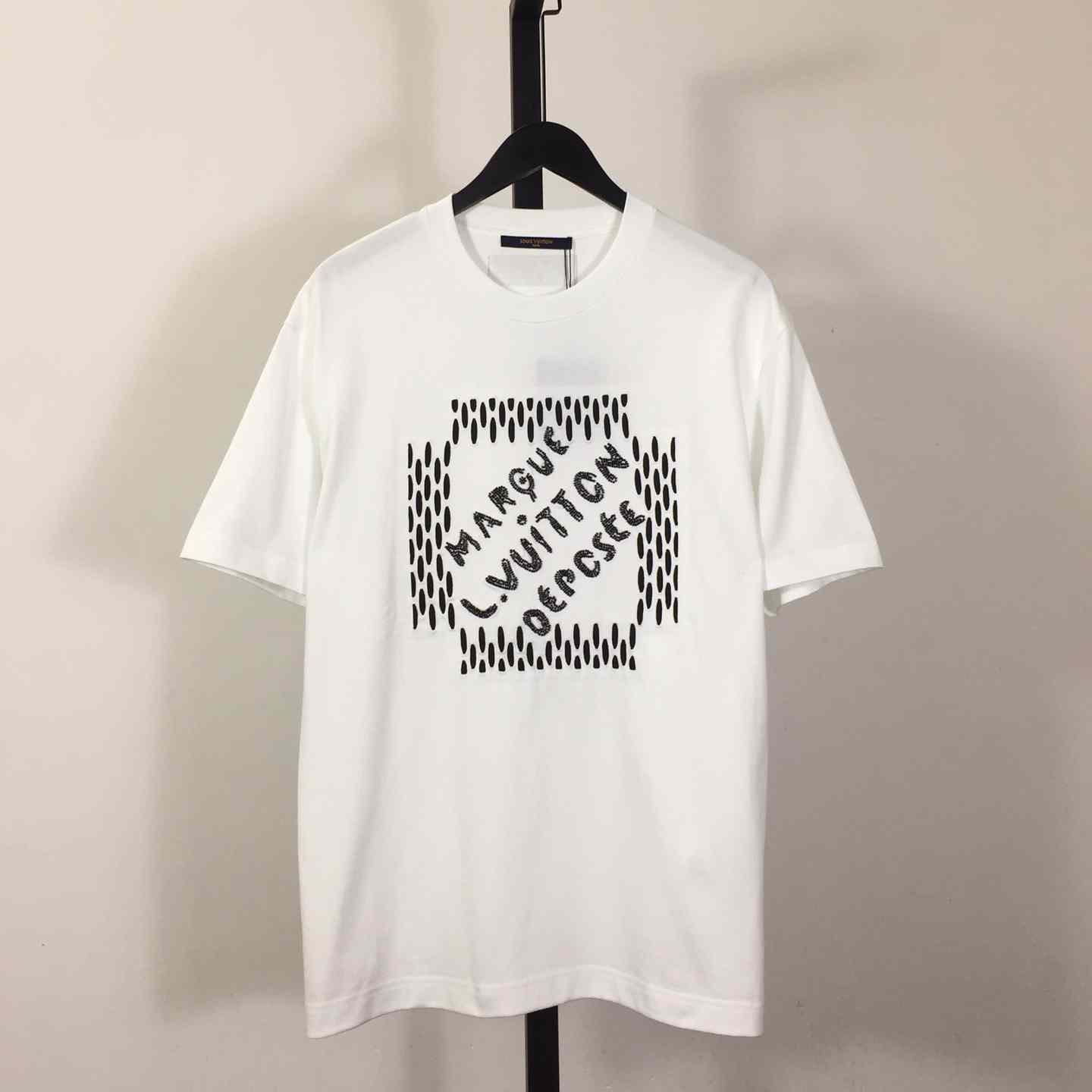 Louis Vuitton Embroidered Signature Cotton T-Shirt   - DesignerGu