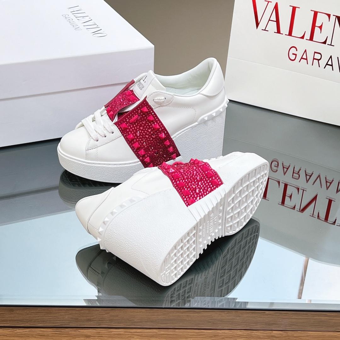 Valenti Open Disc Wedge Sneaker In Calfskin With Sequin Embroidery  85mm - DesignerGu