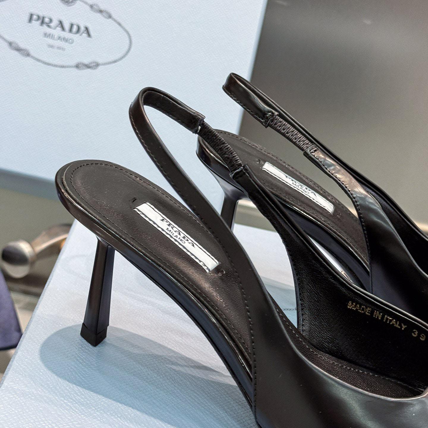 Prada Brushed Leather Slingback Pumps - DesignerGu