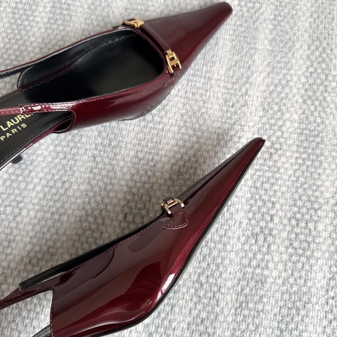 Saint Laurent Carine Slingback Pumps In Patent Leather - DesignerGu