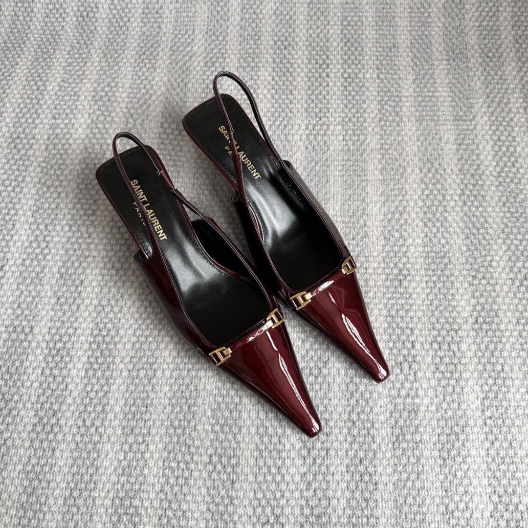 Saint Laurent Carine Slingback Pumps In Patent Leather - DesignerGu