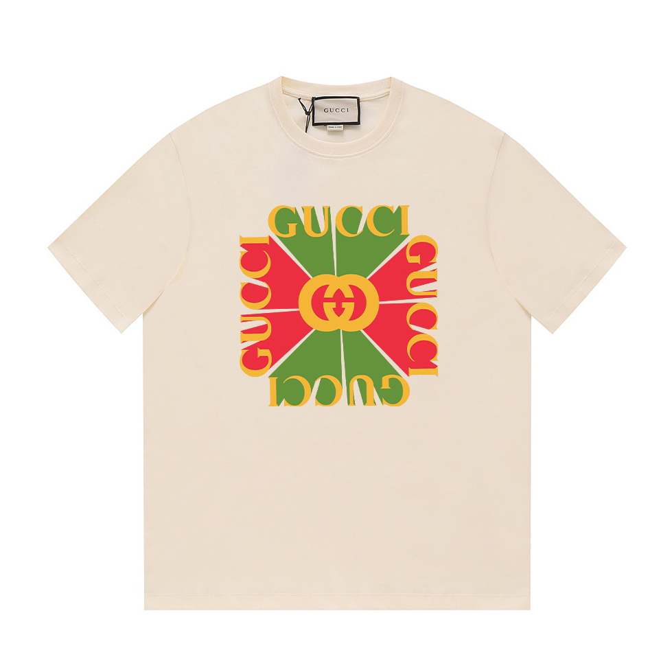 Gucci Vintage Logo Print Cotton T-shirt - DesignerGu
