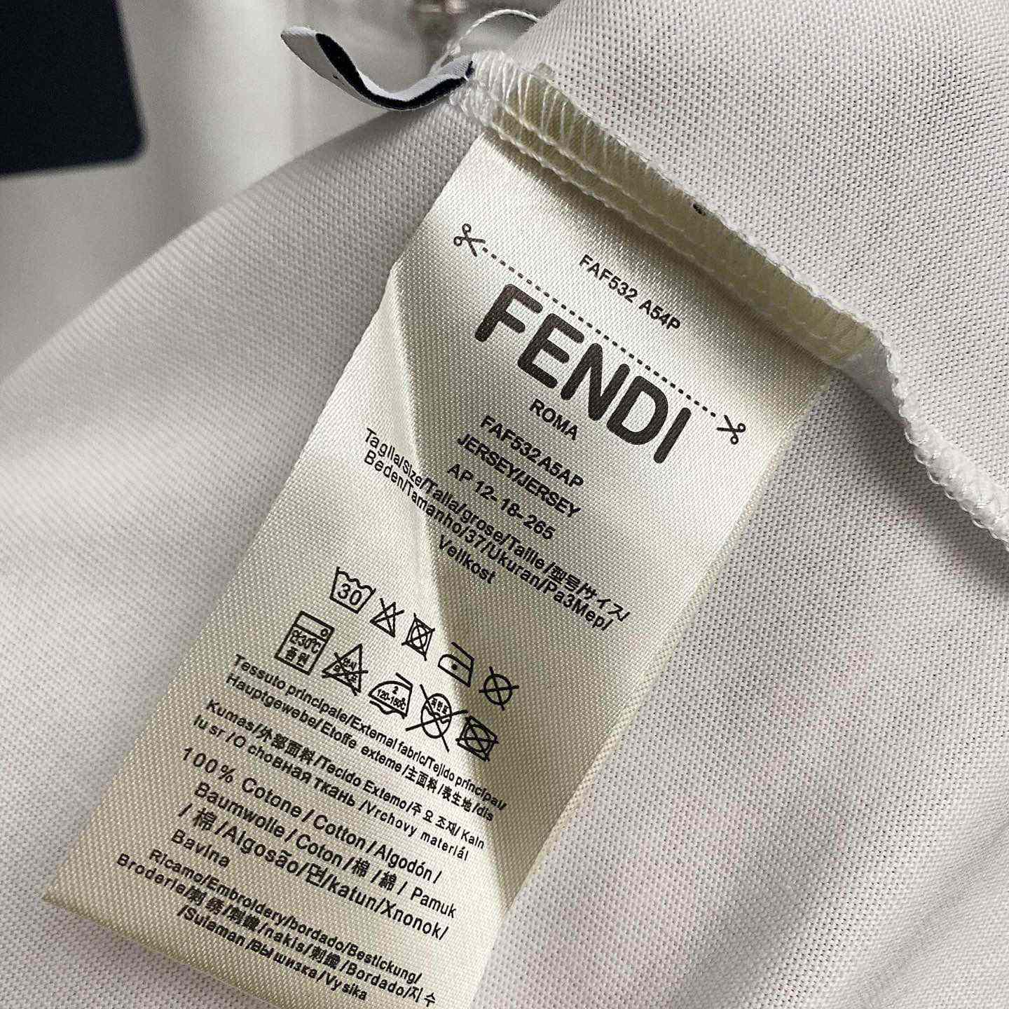 Fendi White lack Cotton T-shirt - DesignerGu