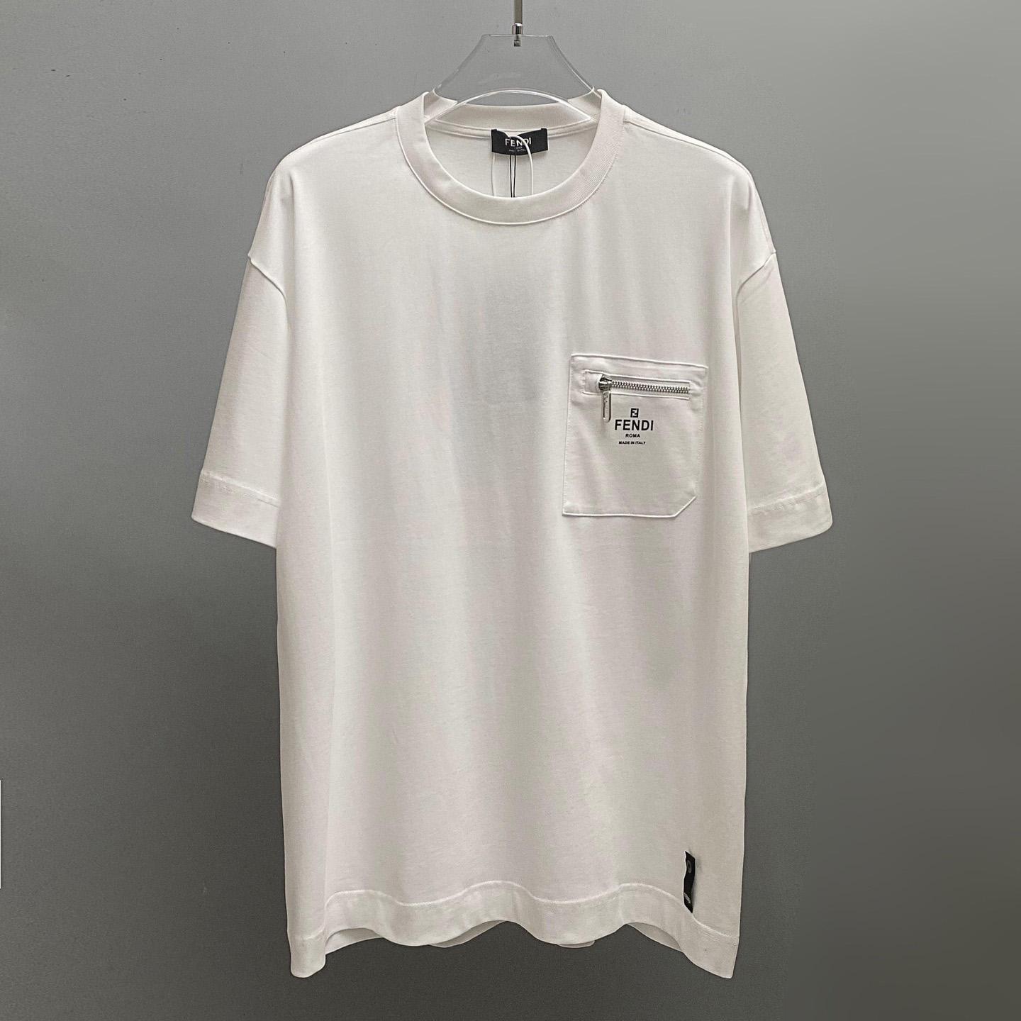 Fendi White lack Cotton T-shirt - DesignerGu