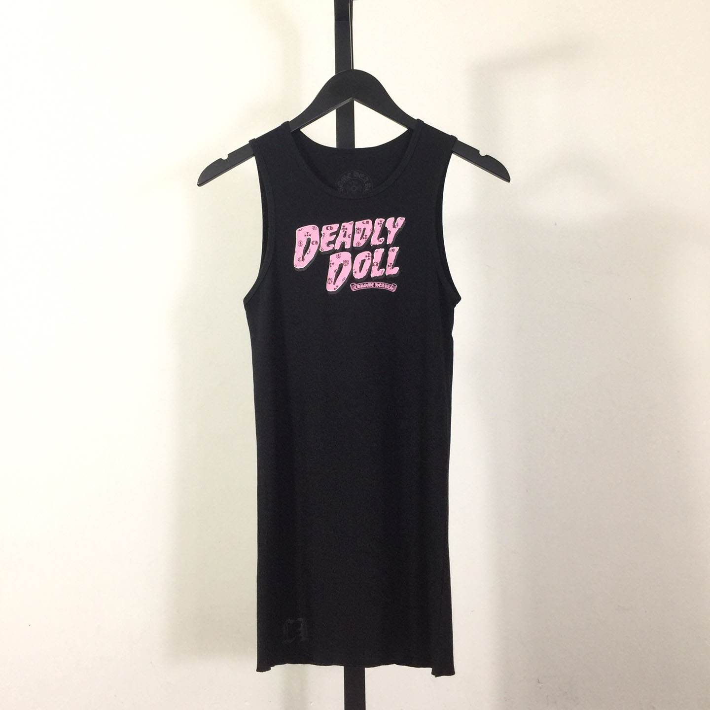 Chrome Hearts Deadly Doll Pink Crosses Ribbed Tank Top - DesignerGu