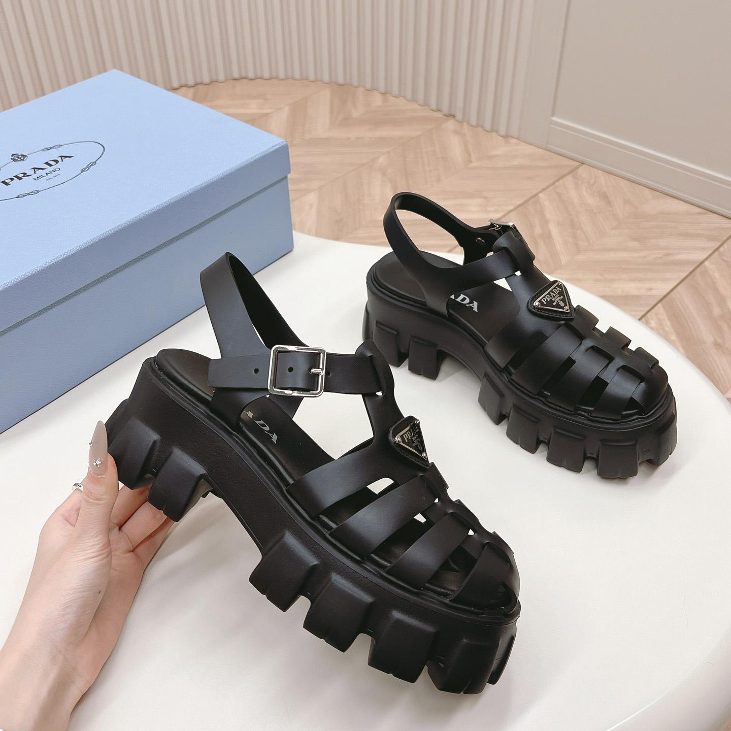 Prada Rubber Monolith Sandals - DesignerGu