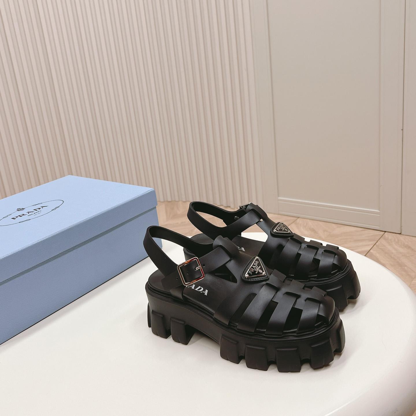 Prada Rubber Monolith Sandals - DesignerGu