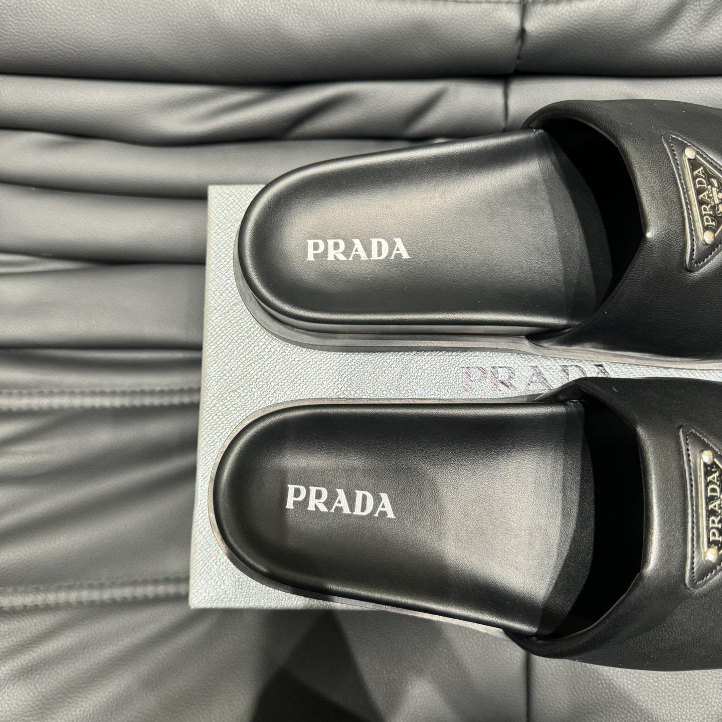 Prada Padded Nappa Leather Slides - DesignerGu