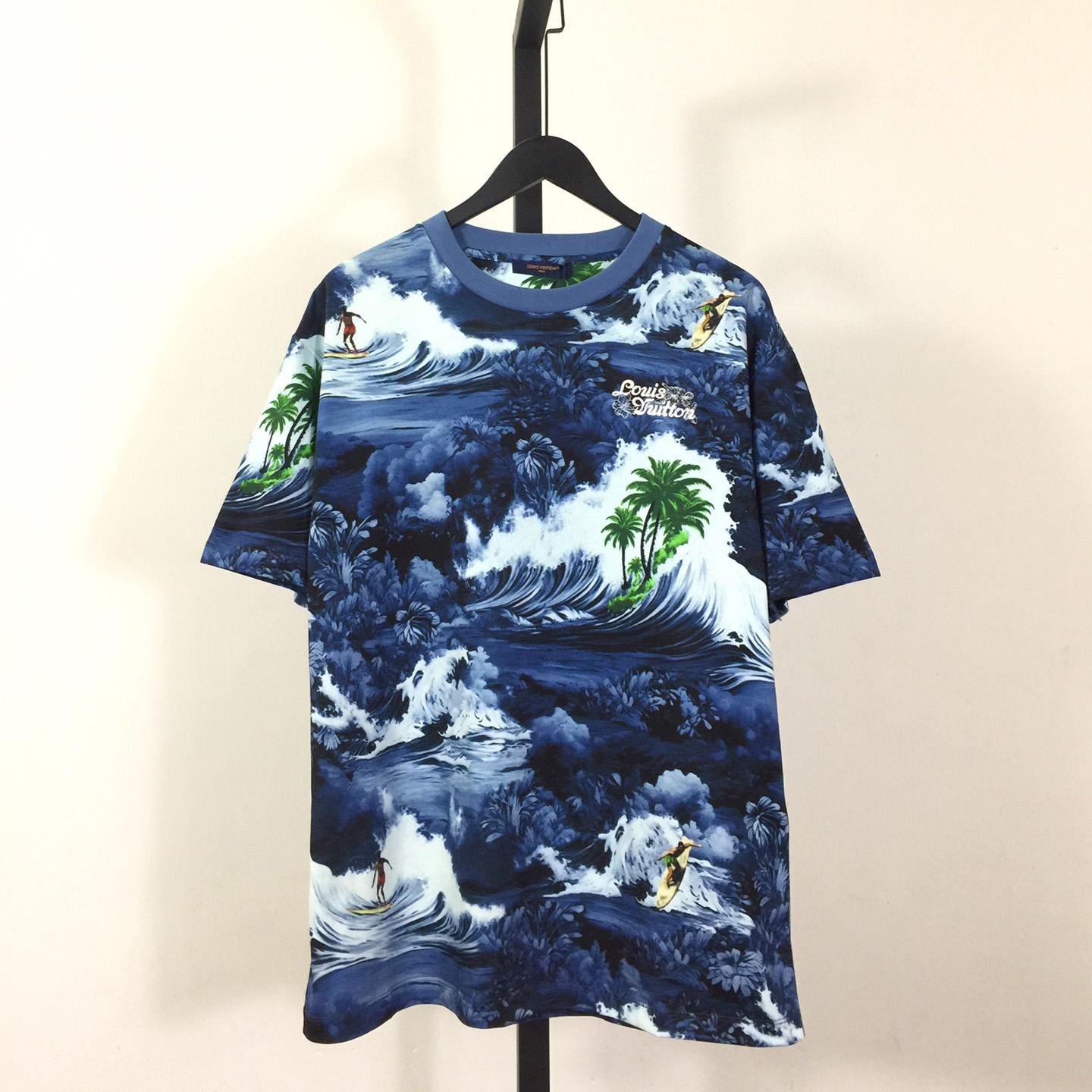 Louis Vuitton Printed Short-Sleeved Cotton T-Shirt  1AFRFL - DesignerGu