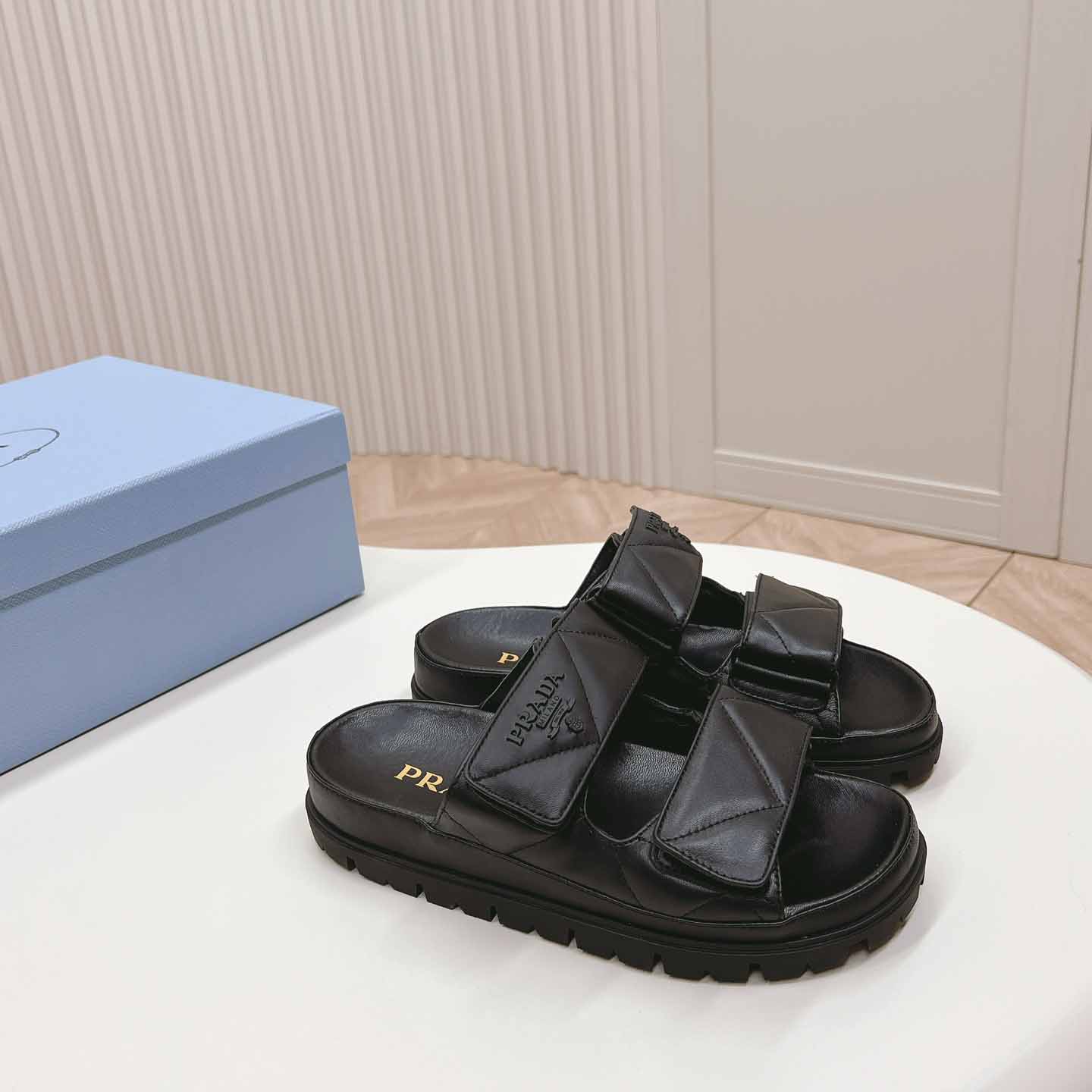 Prada Padded Nappa Leather Sandals - DesignerGu