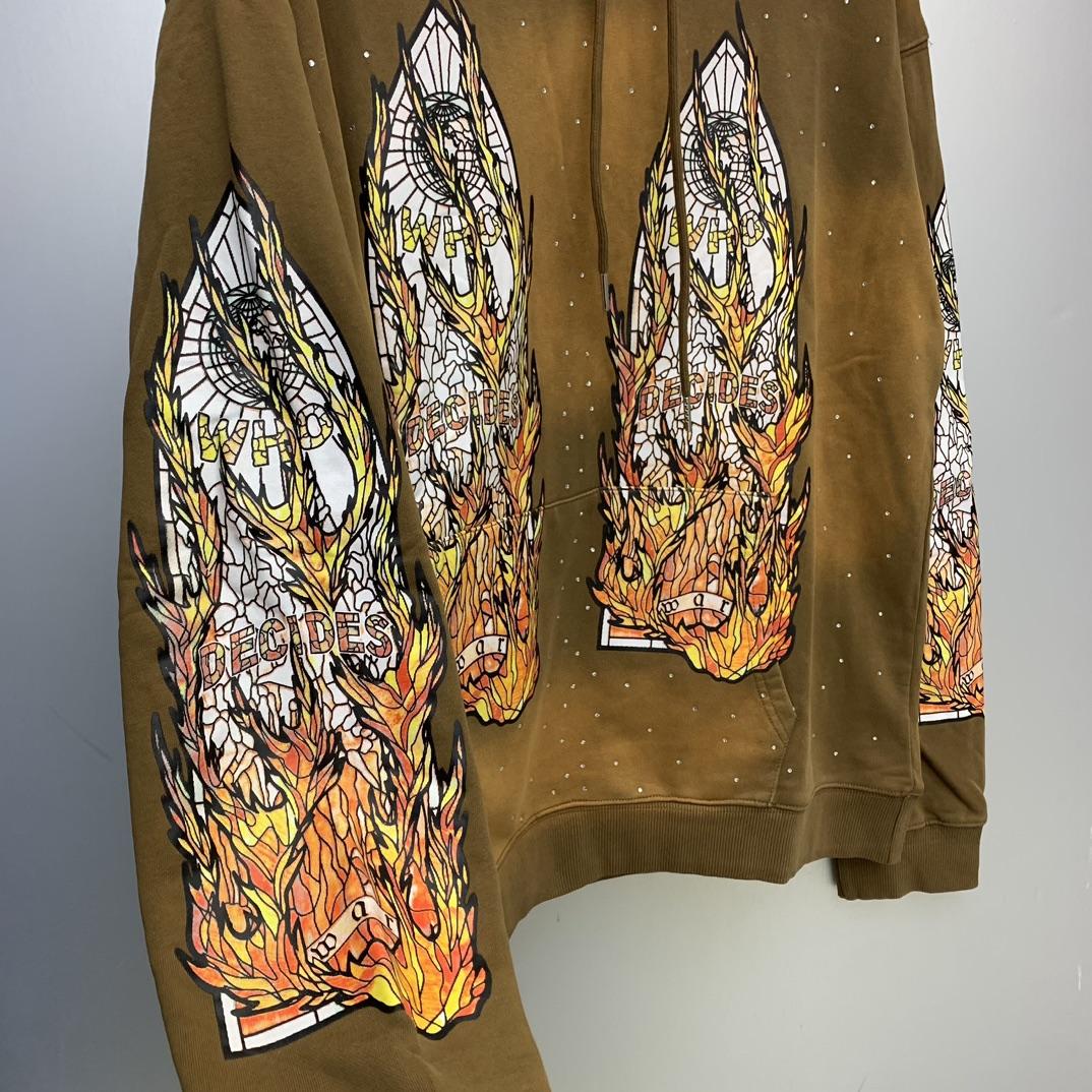 Who Decides War Flame Glass Hooded Sweatshirt - DesignerGu