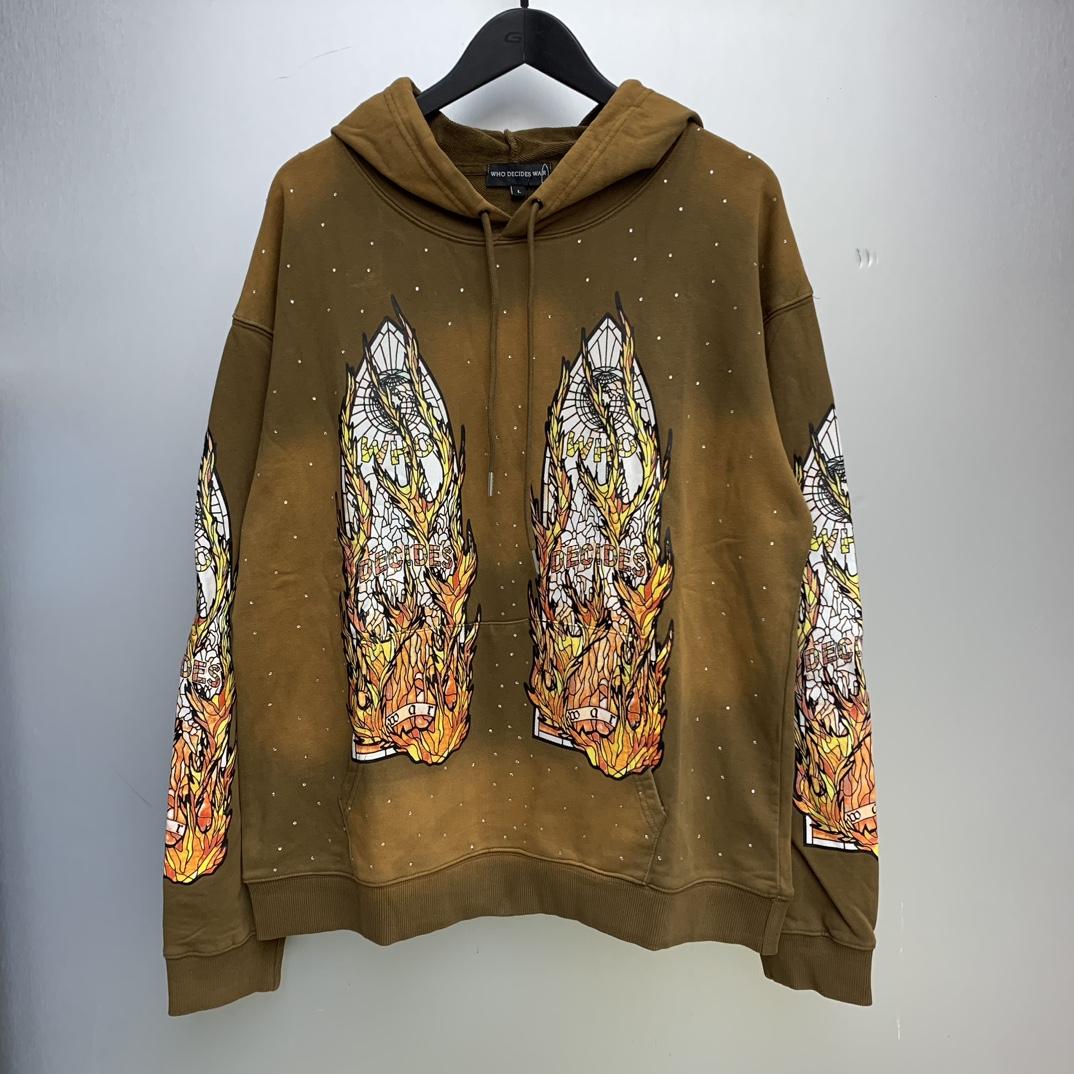 Who Decides War Flame Glass Hooded Sweatshirt - DesignerGu