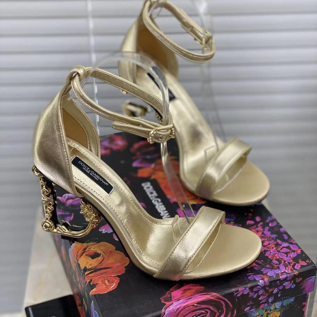 Dolce & Gabbana Keira Baroque DG Heel Sandals  90mm - DesignerGu