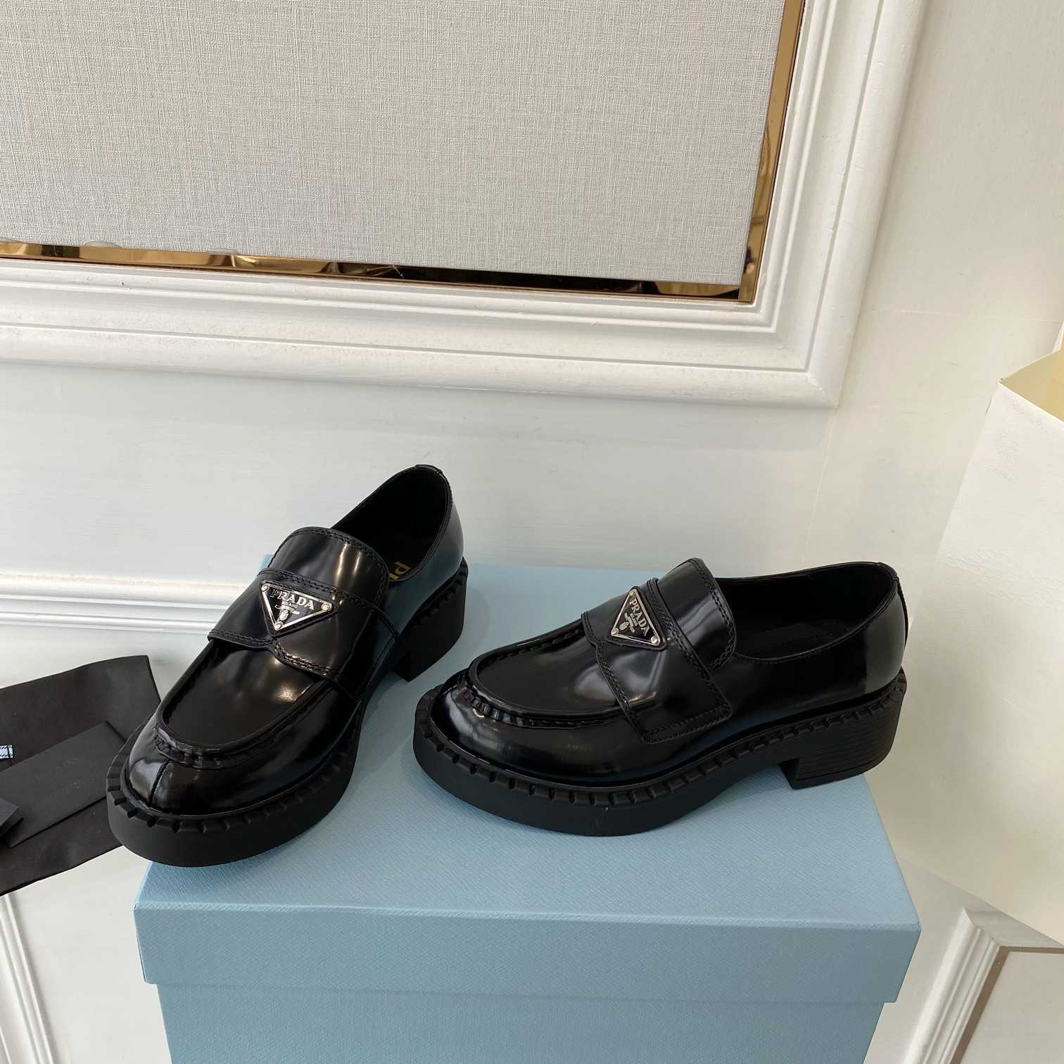 Prada Chocolate Patent Leather Loafers - DesignerGu