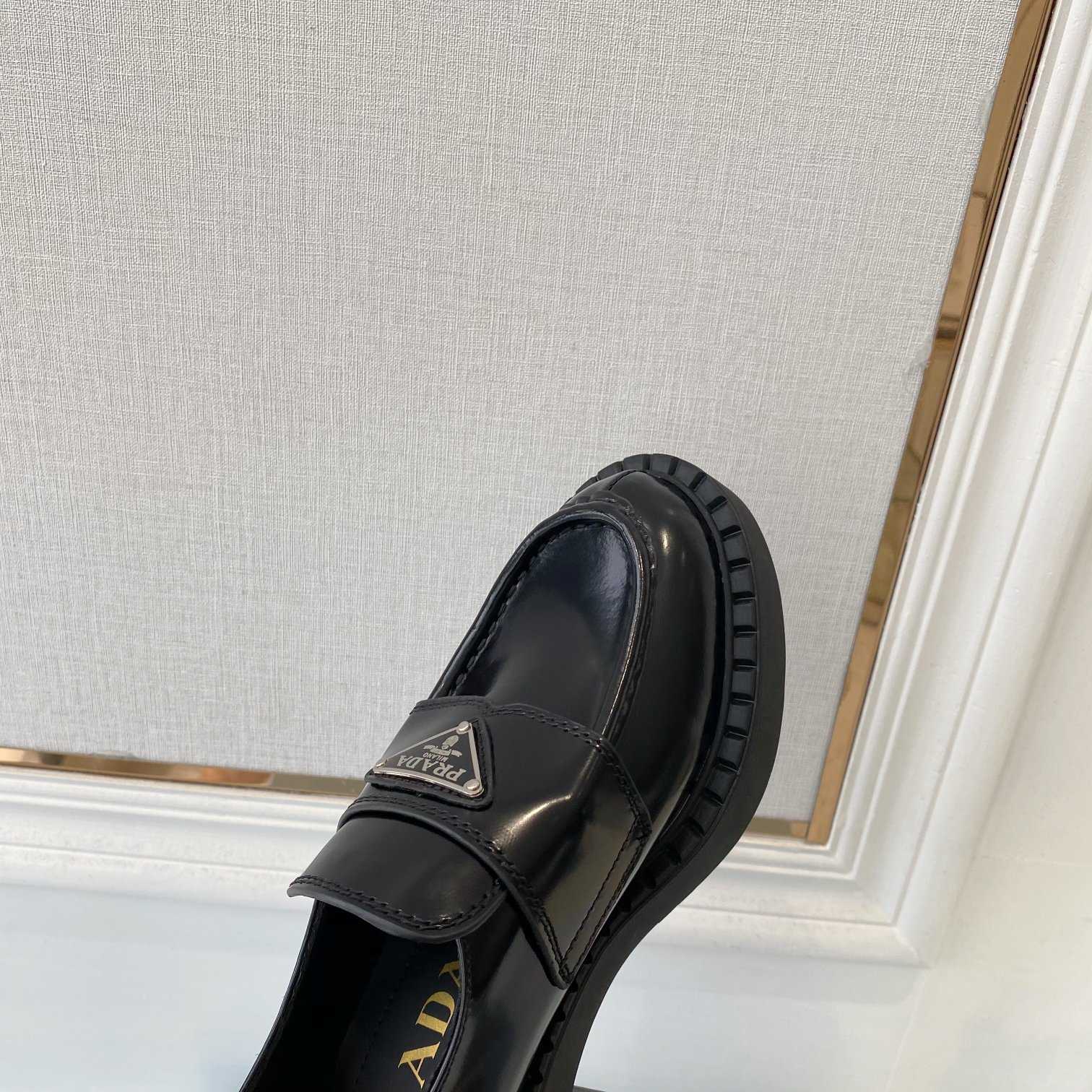 Prada Chocolate Patent Leather Loafers - DesignerGu