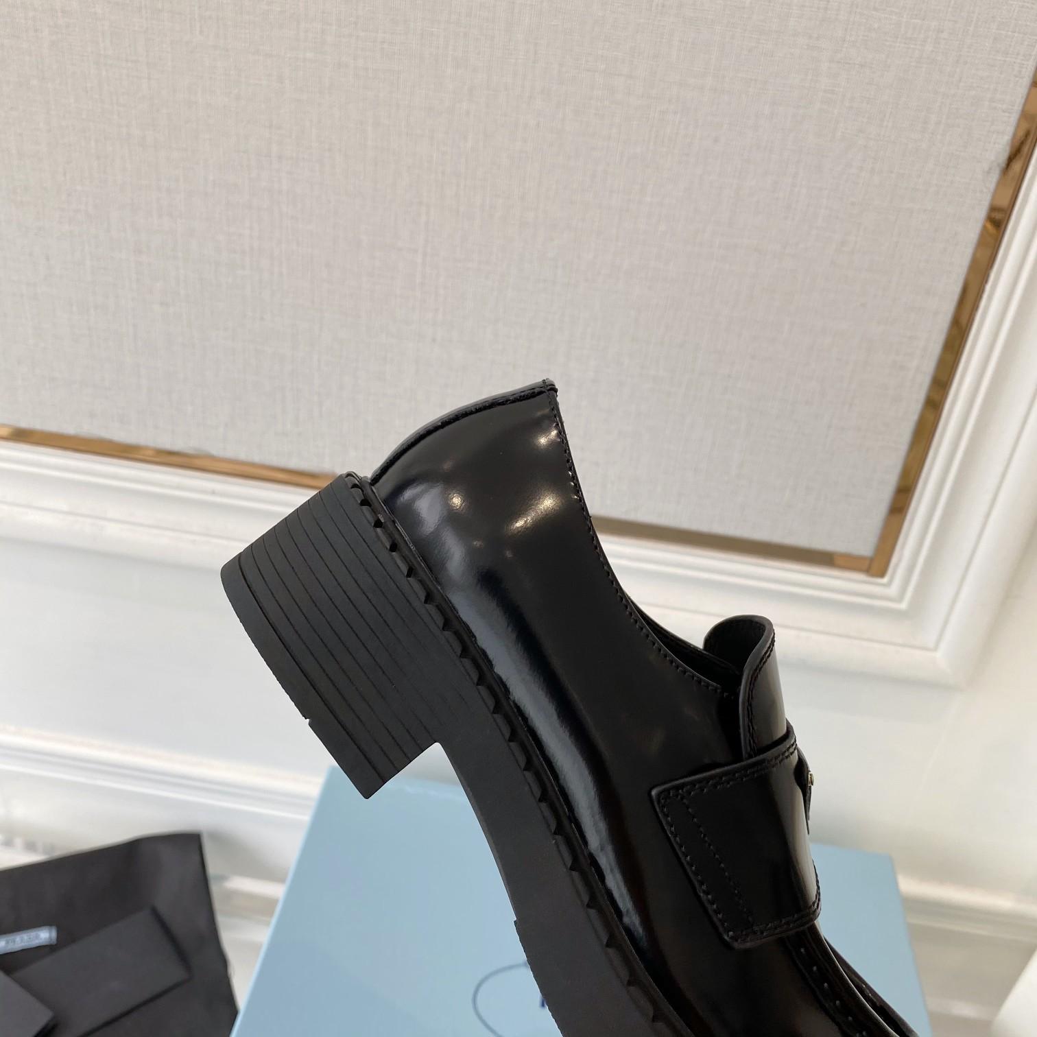 Prada Chocolate Patent Leather Loafers - DesignerGu