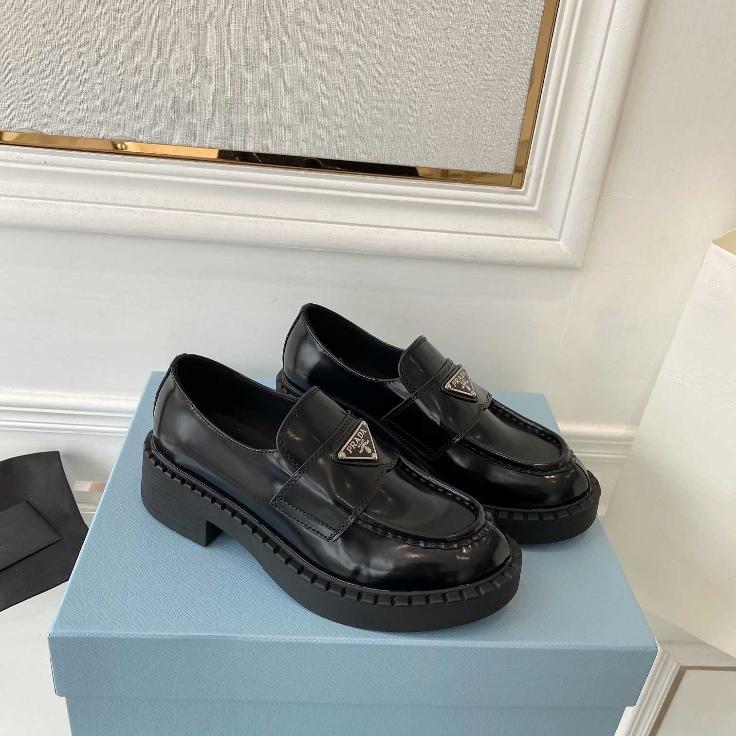 Prada Chocolate Patent Leather Loafers - DesignerGu