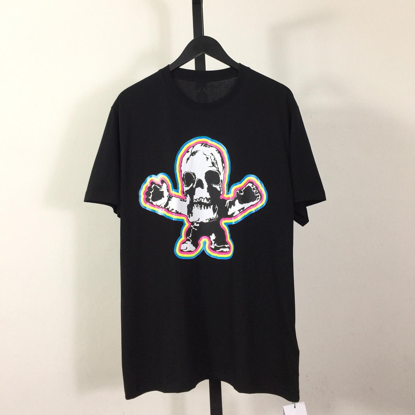 Chrome Hearts x Foti Black & Rainbow Outlined Skull T-Shirt - DesignerGu