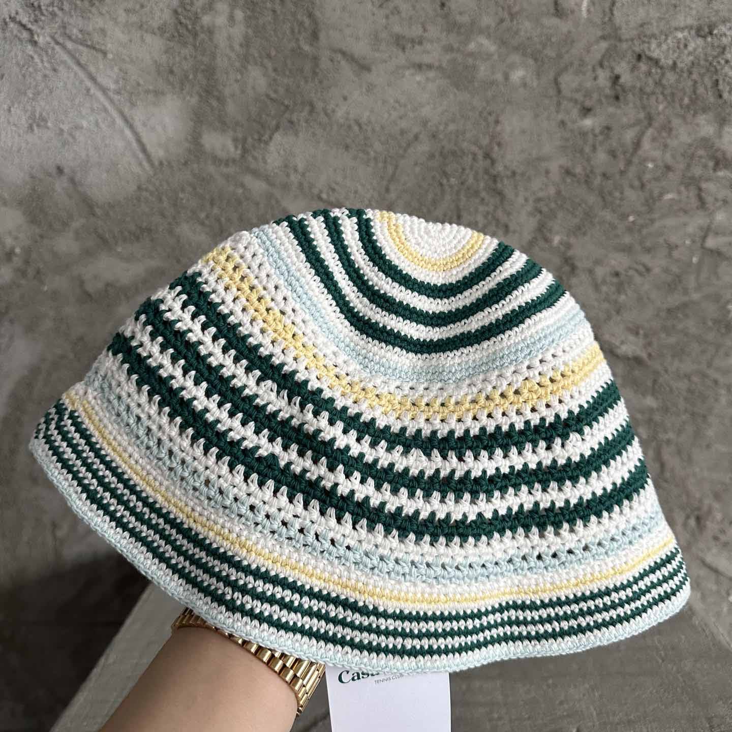 Casablanca Monogram-patch Crochet Bucket Hat - DesignerGu