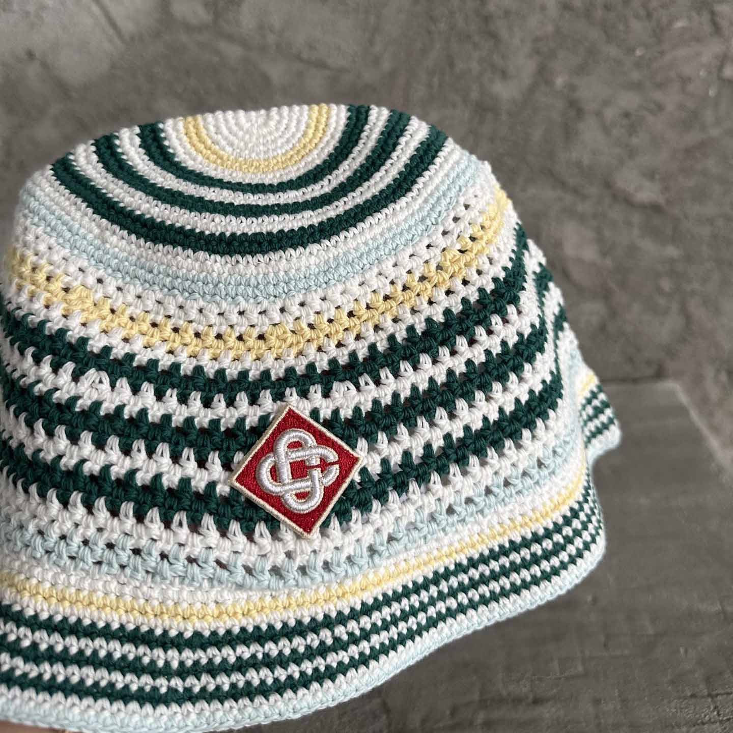 Casablanca Monogram-patch Crochet Bucket Hat - DesignerGu