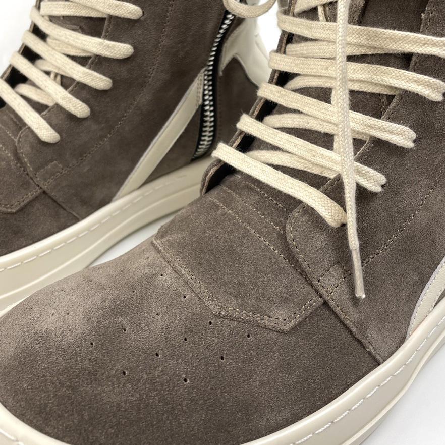 Rick Owens Geobasket Lace-up Suede High-top Trainers - DesignerGu