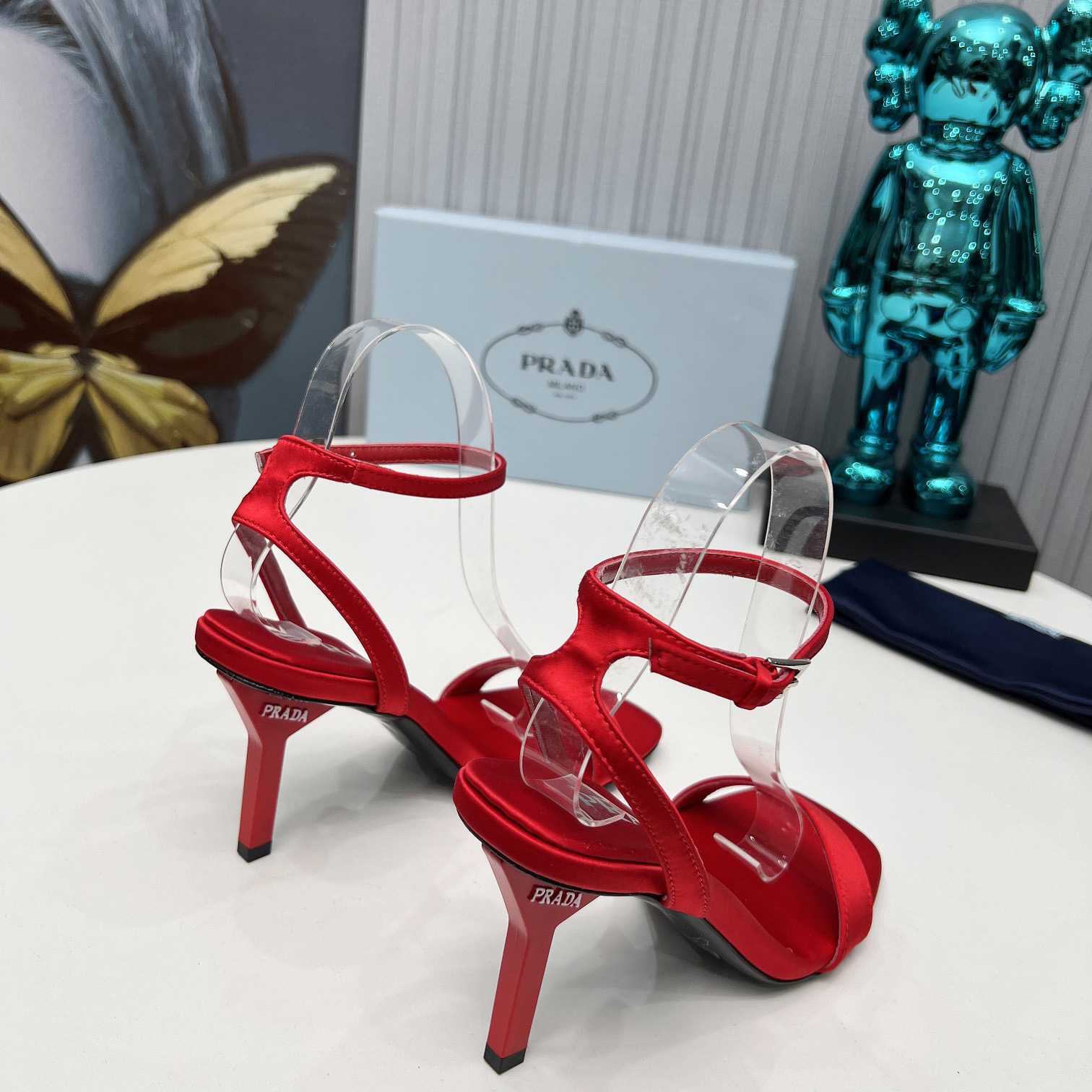 Prada 85mm Geometric-heel Satin Sandals - DesignerGu