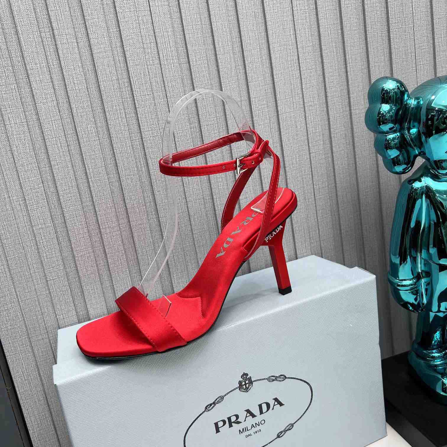 Prada 85mm Geometric-heel Satin Sandals - DesignerGu