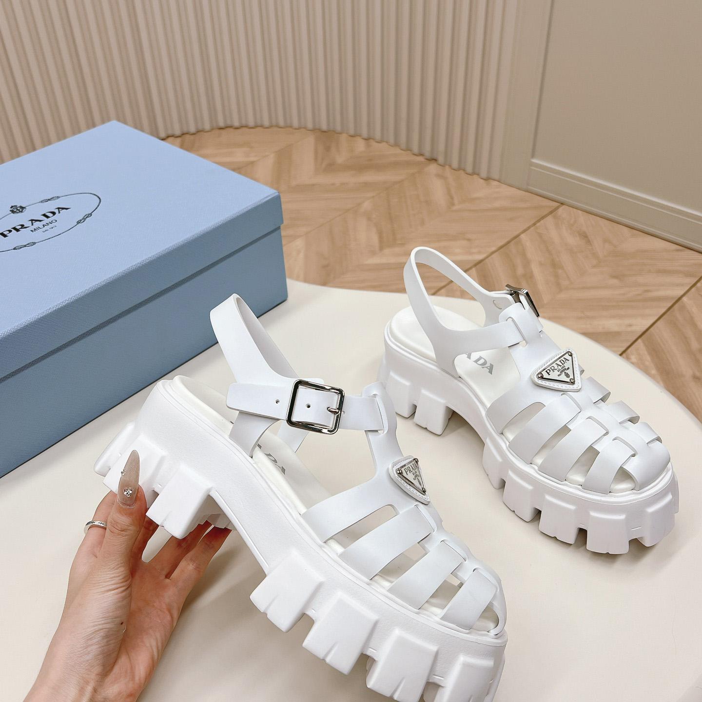 Prada Rubber Monolith Sandals - DesignerGu