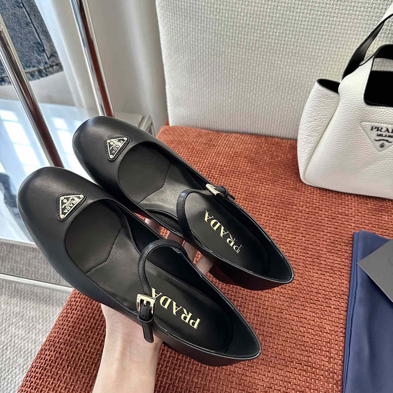 Prada Nappa Leather Mary Jane Pumps - DesignerGu