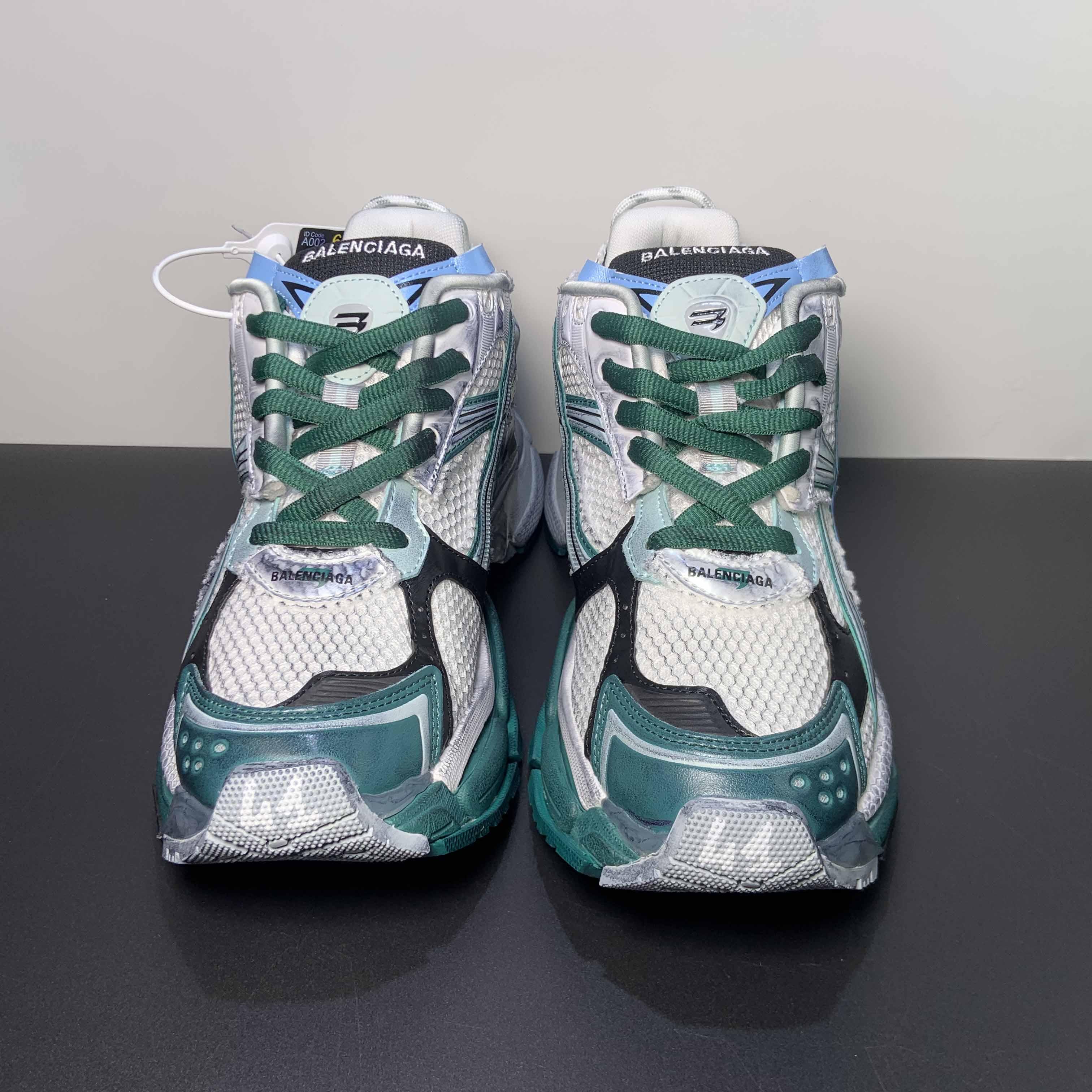 Balenciaga Runner Sneaker In White/Green And Blue - DesignerGu