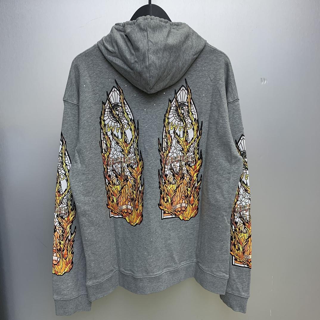 Who Decides War Flame Glass Hooded Sweatshirt - DesignerGu