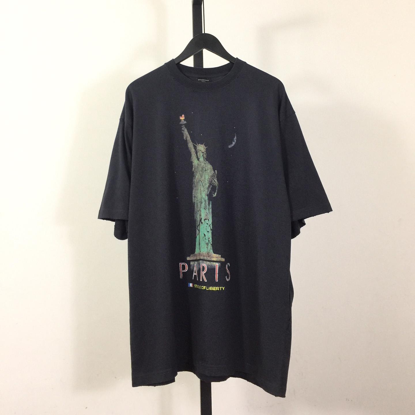Balenciaga Paris Liberty T-Shirt Medium Fit In Black  - DesignerGu