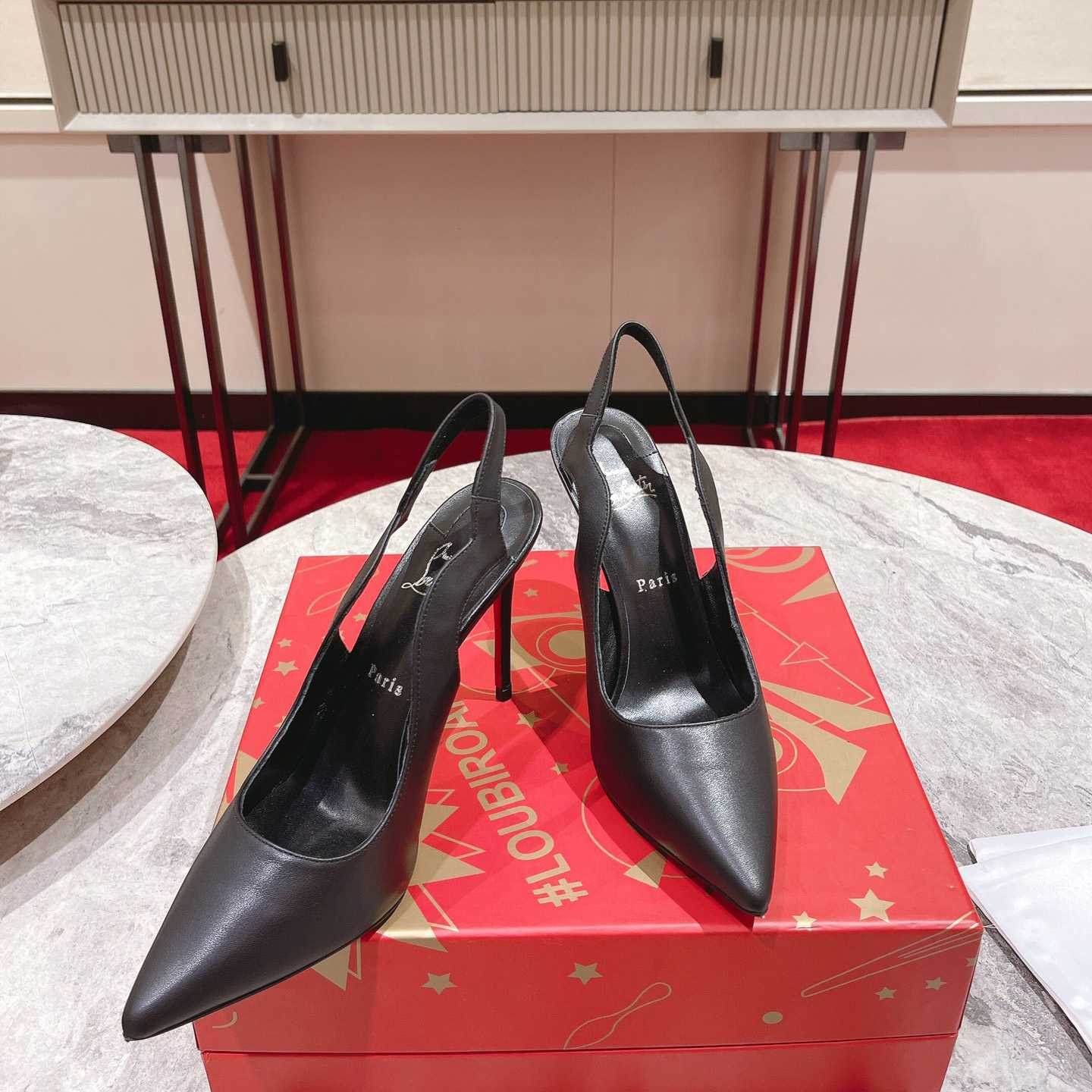 Christian Louboutin Hot Chick 100MM Leather Slingback Pumps - DesignerGu