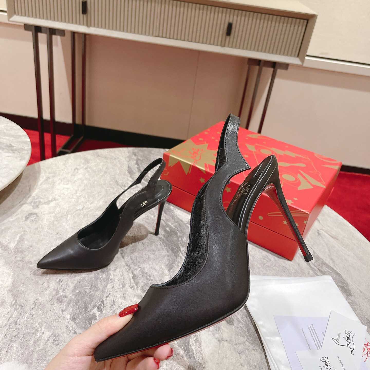 Christian Louboutin Hot Chick 100MM Leather Slingback Pumps - DesignerGu