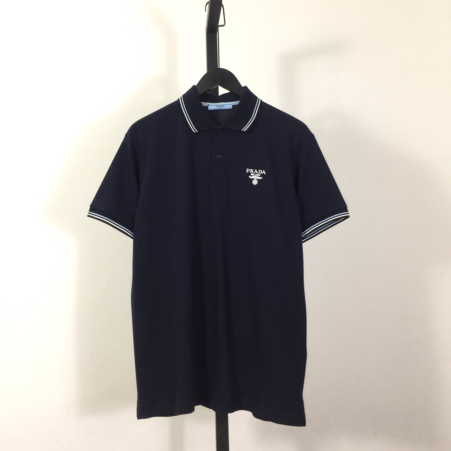 Prada Cotton Polo Shirts In Blue  - DesignerGu