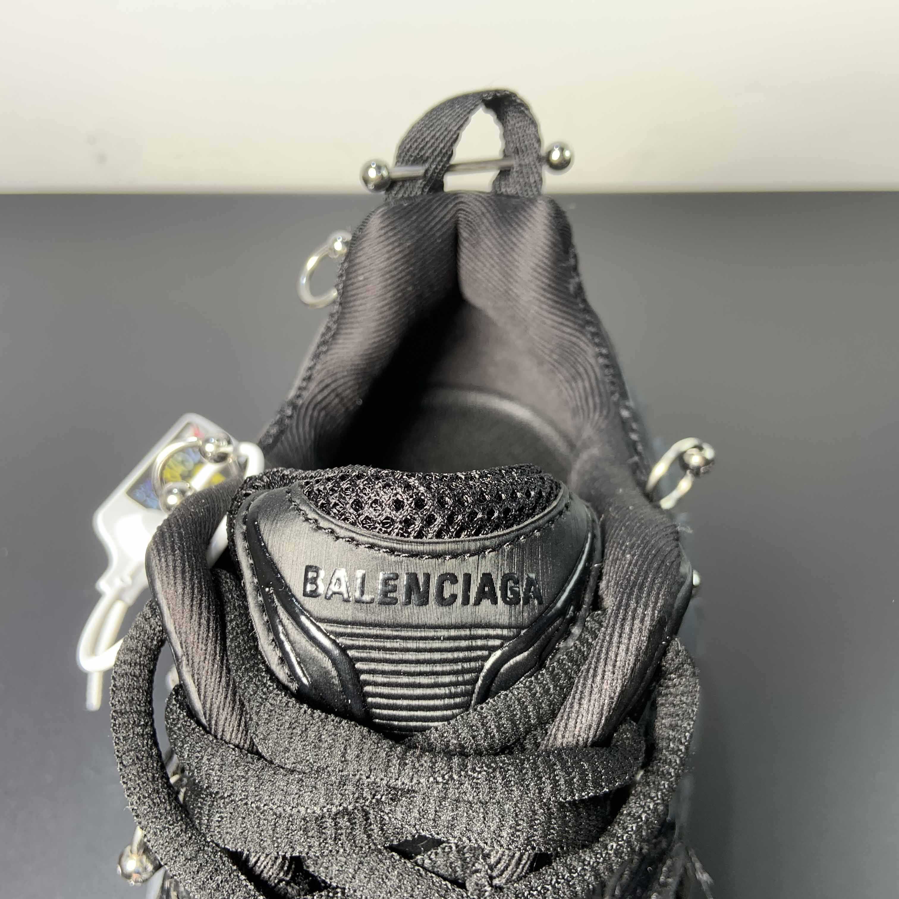 Balenciaga Bouncer Screw Sneaker With Piercings In Black - DesignerGu