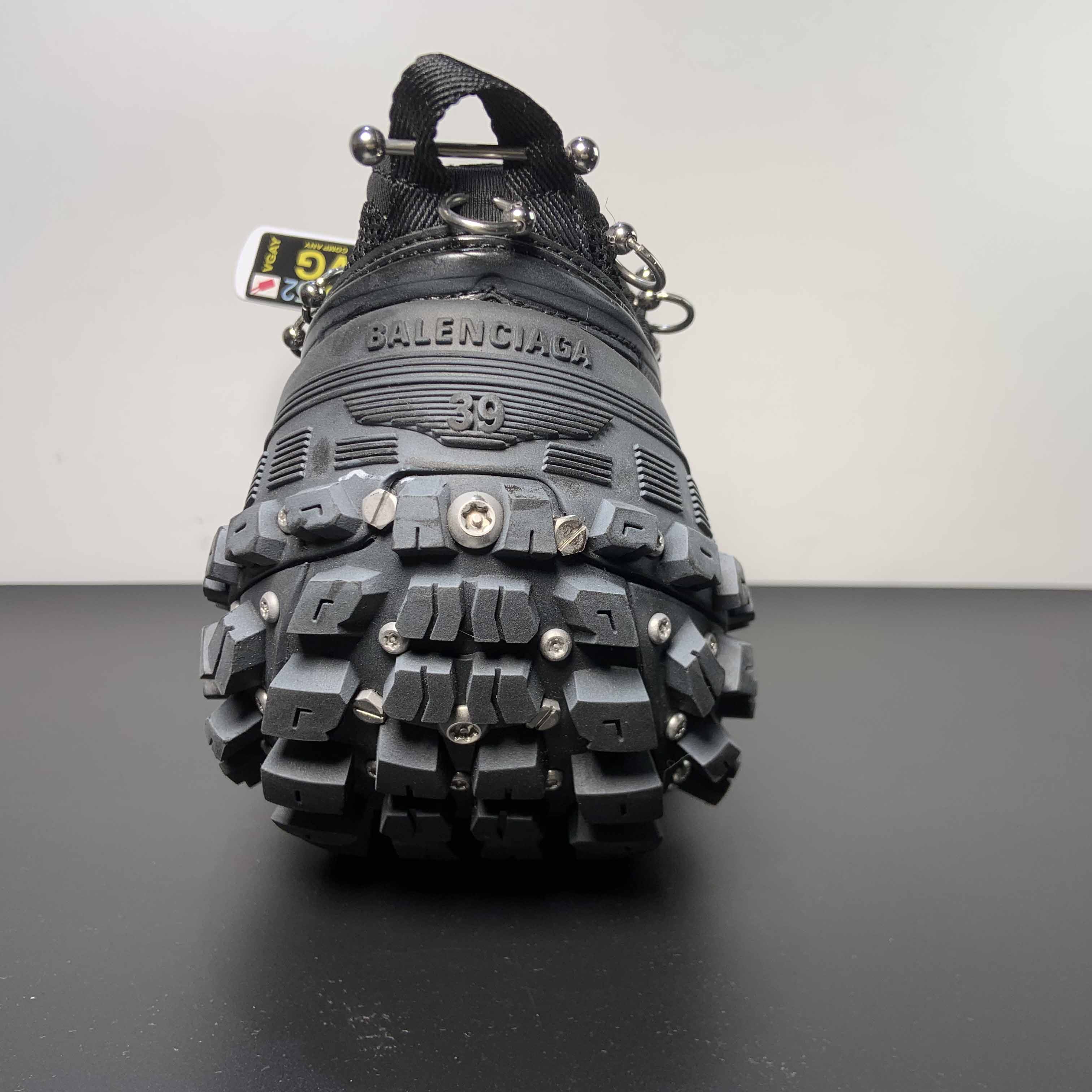 Balenciaga Bouncer Screw Sneaker With Piercings In Black - DesignerGu