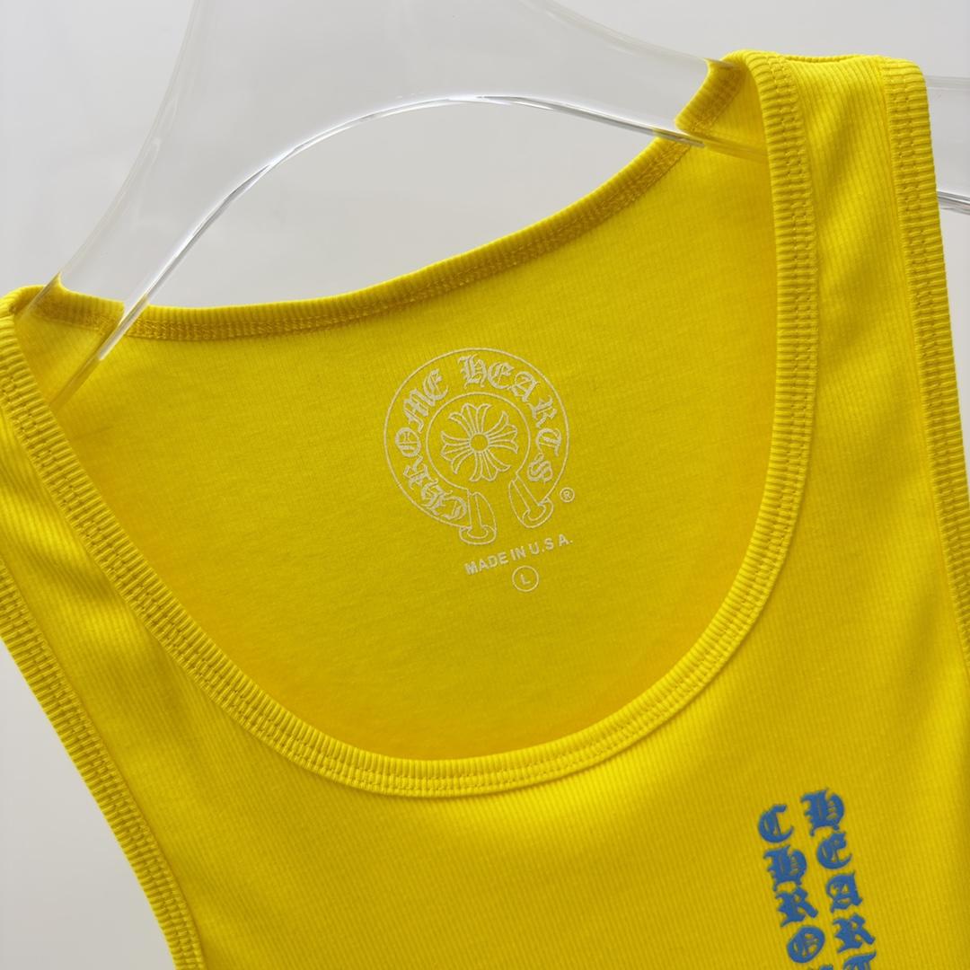 Chrome Hearts Yellow Vertical Logo Tank Top - DesignerGu