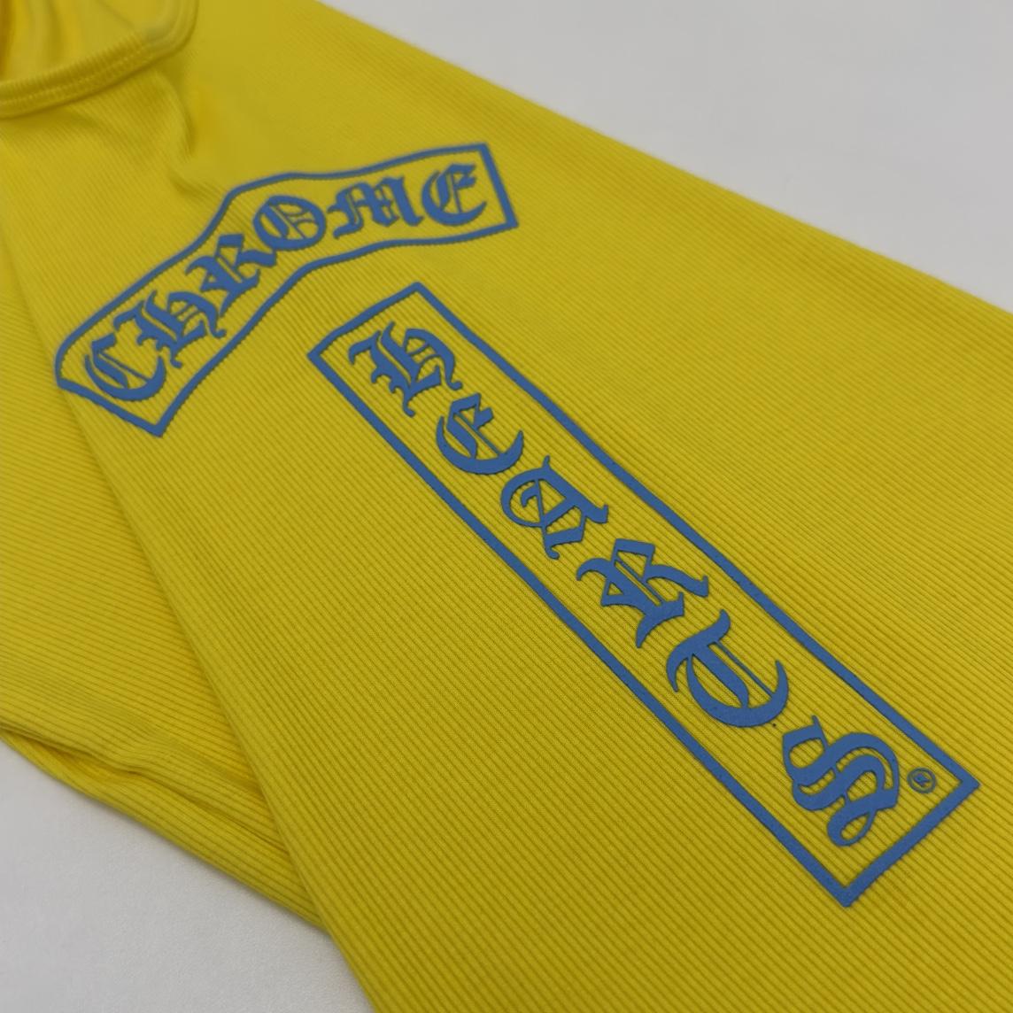 Chrome Hearts Yellow Vertical Logo Tank Top - DesignerGu