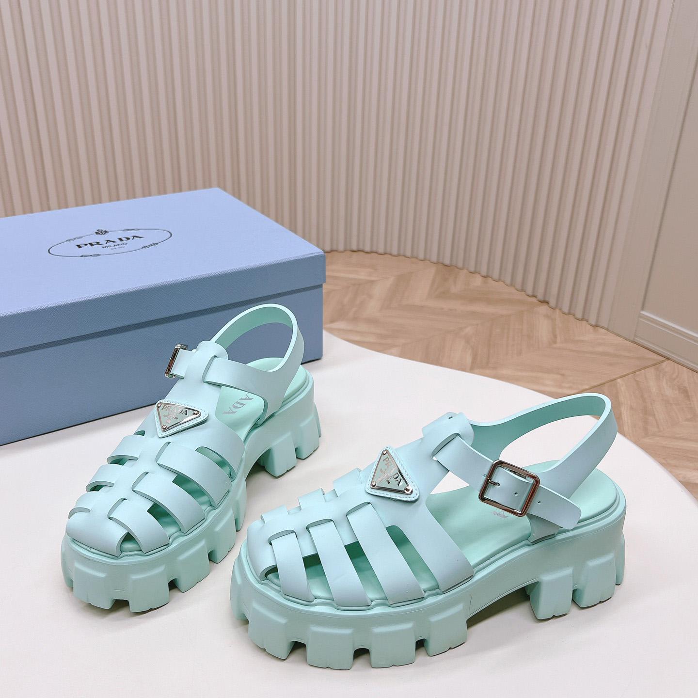 Prada Rubber Monolith Sandals - DesignerGu