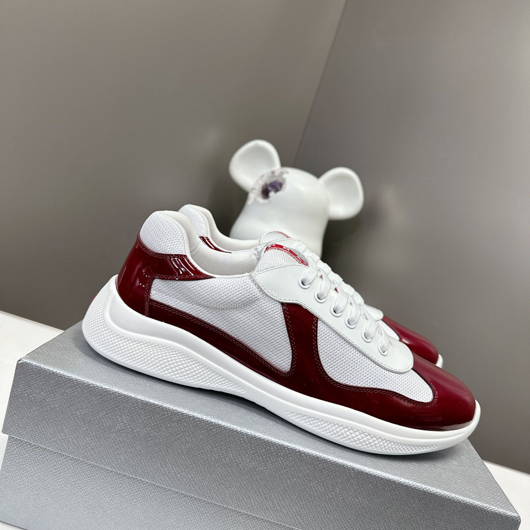 Prada Patent Leather And Technical Fabric Prada America's Cup Sneakers - DesignerGu