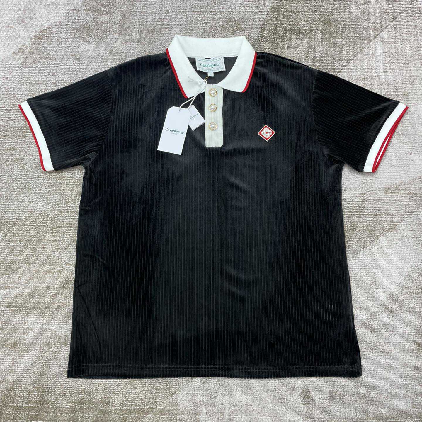 Casablanca Ribbed Velvet Polo Shirt    c877 - DesignerGu