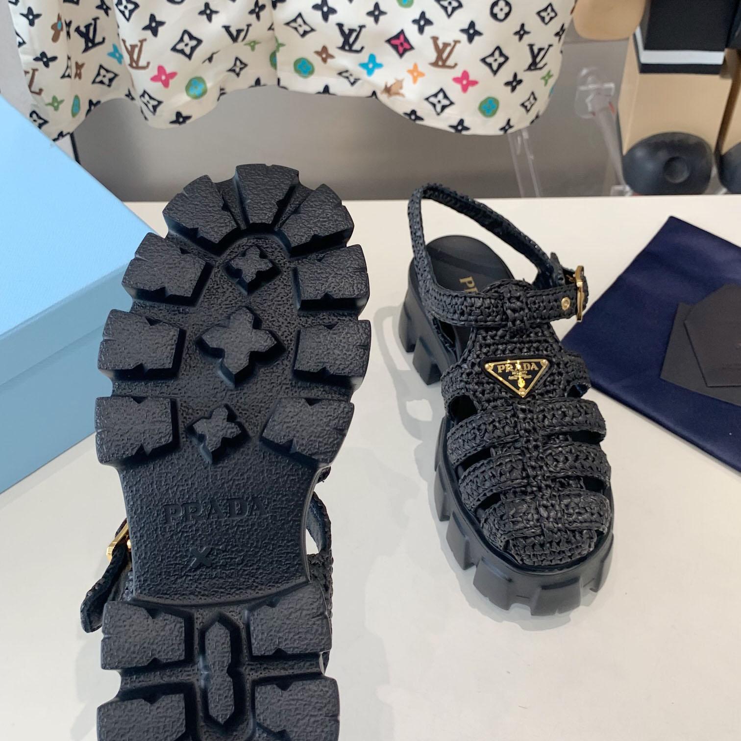 Prada Monolith Crochet Cage Sandals - DesignerGu