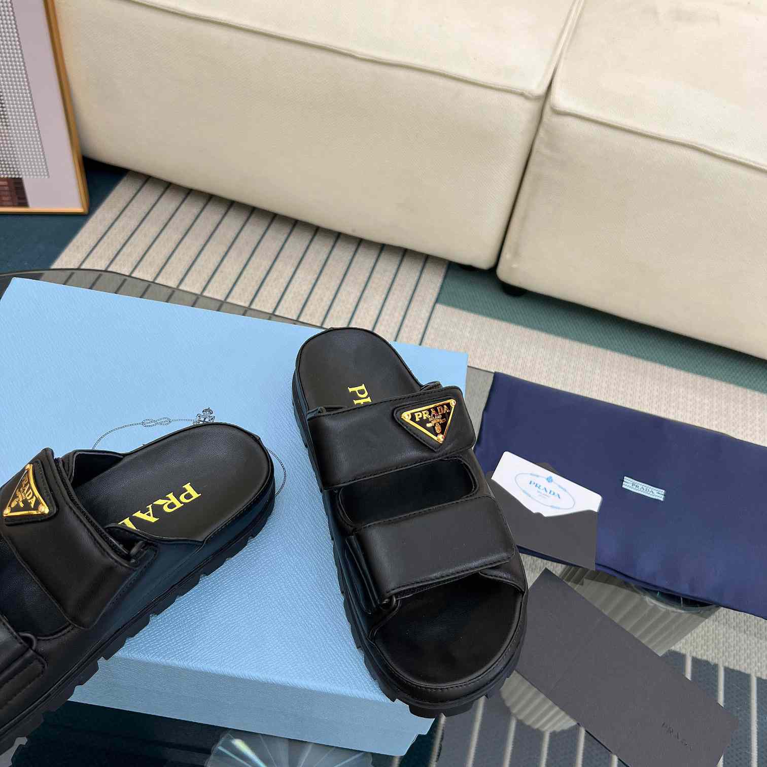 Prada Nappa Leather Slides - DesignerGu