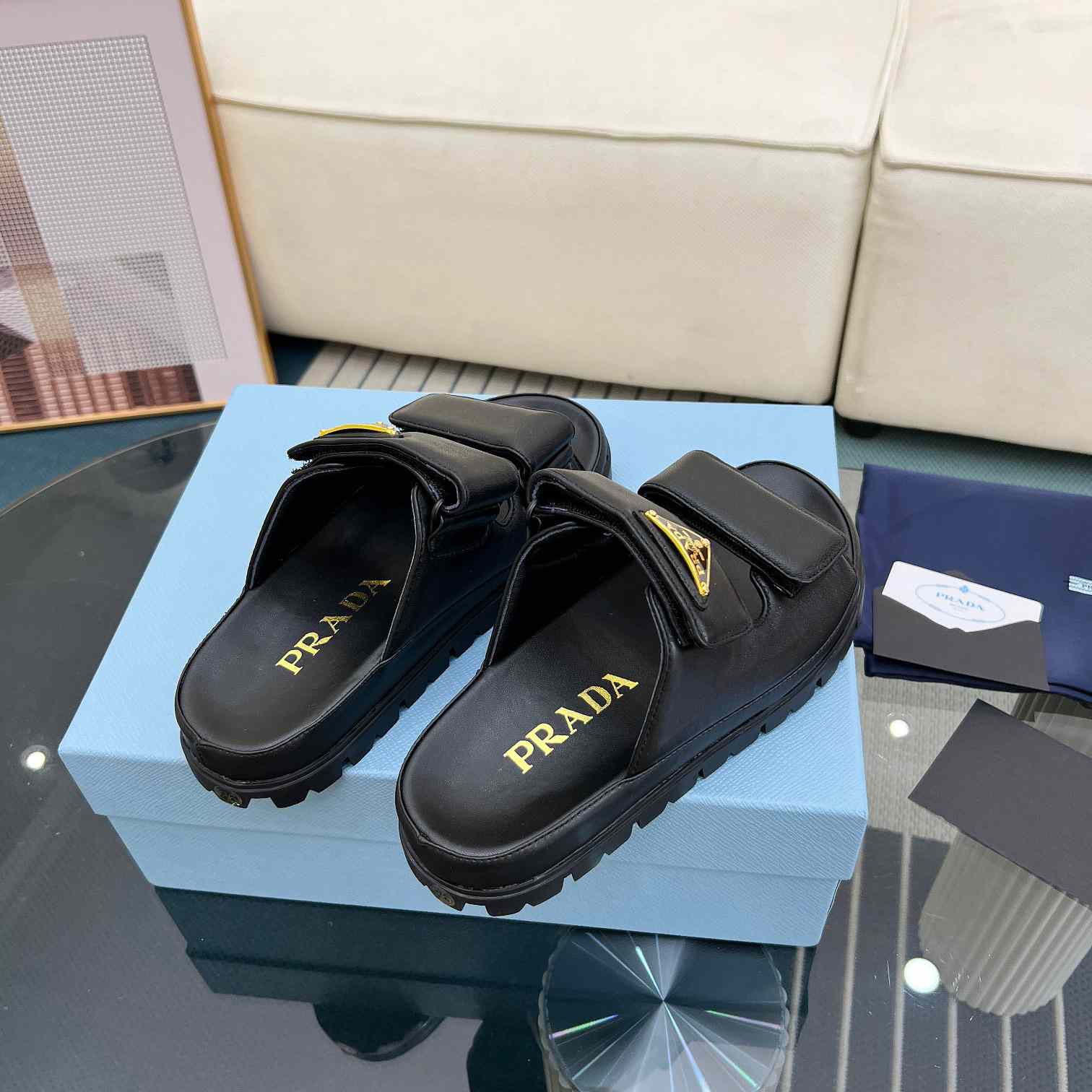 Prada Nappa Leather Slides - DesignerGu