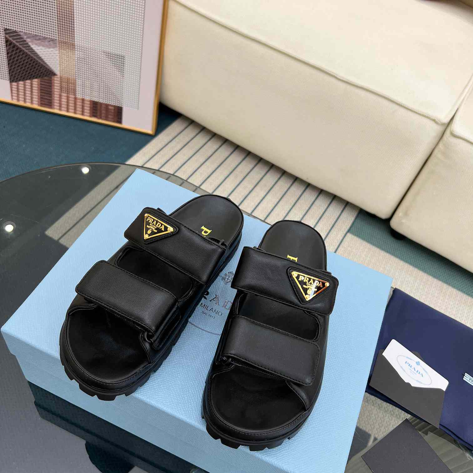 Prada Nappa Leather Slides - DesignerGu